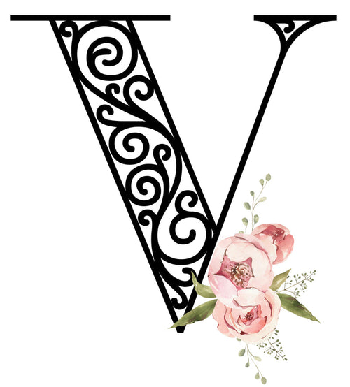 Floral Letters: Letter V - Kids Softstyle Tee - Whippie's