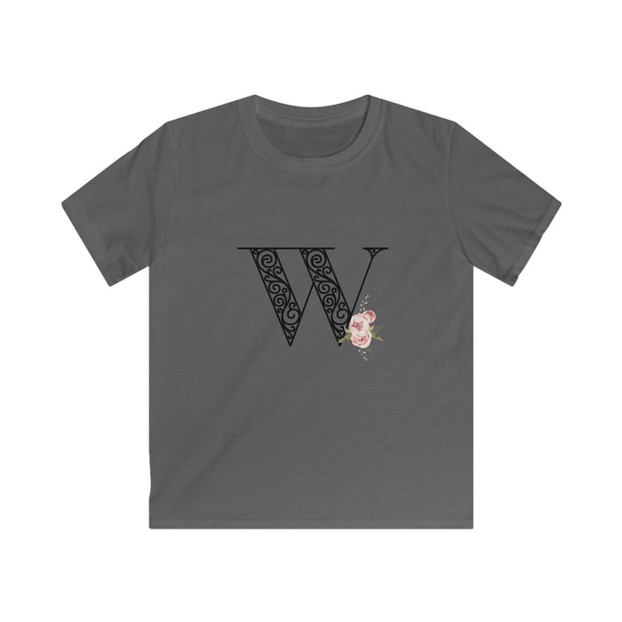 Floral Letters: Letter W - Kids Softstyle Tee - Whippie's