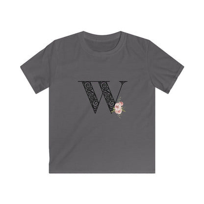 Floral Letters: Letter W - Kids Softstyle Tee - Whippie's