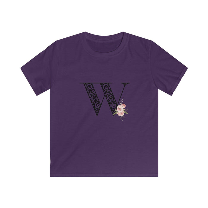 Floral Letters: Letter W - Kids Softstyle Tee - Whippie's