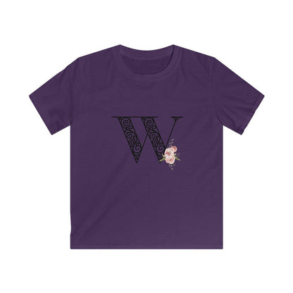 Floral Letters: Letter W - Kids Softstyle Tee - Whippie's