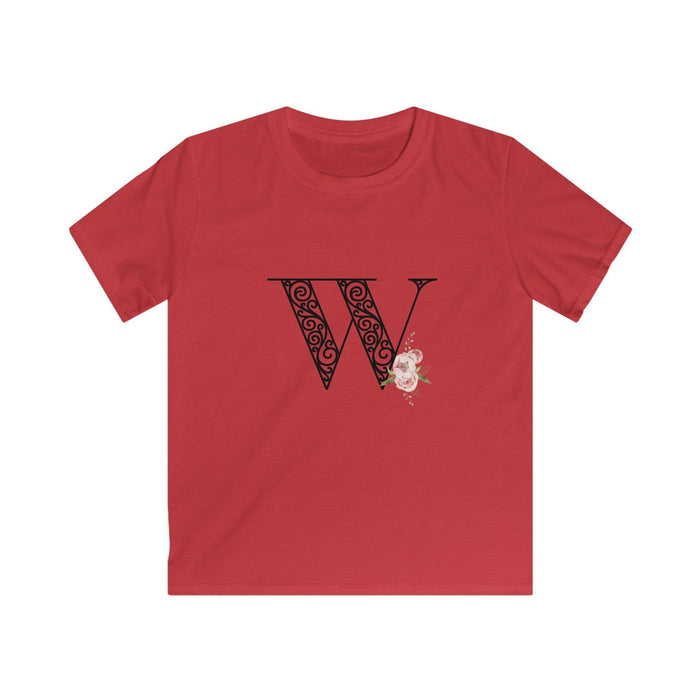 Floral Letters: Letter W - Kids Softstyle Tee - Whippie's