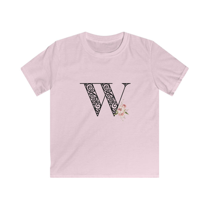 Floral Letters: Letter W - Kids Softstyle Tee - Whippie's