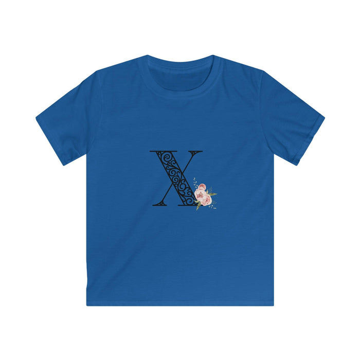 Floral Letters: Letter X - Kids Softstyle Tee - Whippie's
