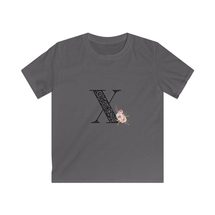 Floral Letters: Letter X - Kids Softstyle Tee - Whippie's