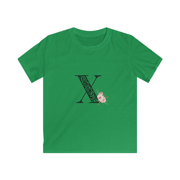 Floral Letters: Letter X - Kids Softstyle Tee - Whippie's