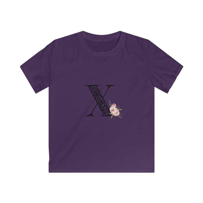 Floral Letters: Letter X - Kids Softstyle Tee - Whippie's