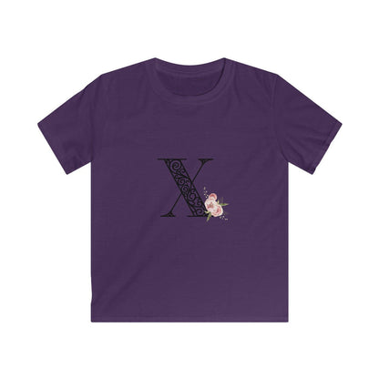 Floral Letters: Letter X - Kids Softstyle Tee - Whippie's
