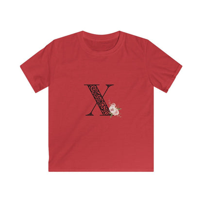 Floral Letters: Letter X - Kids Softstyle Tee - Whippie's