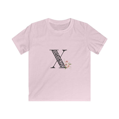 Floral Letters: Letter X - Kids Softstyle Tee - Whippie's