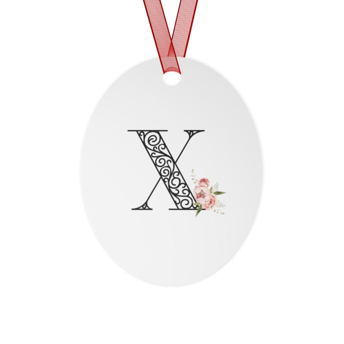 Floral Letters: Letter X - Metal Christmas Ornament - Whippie's