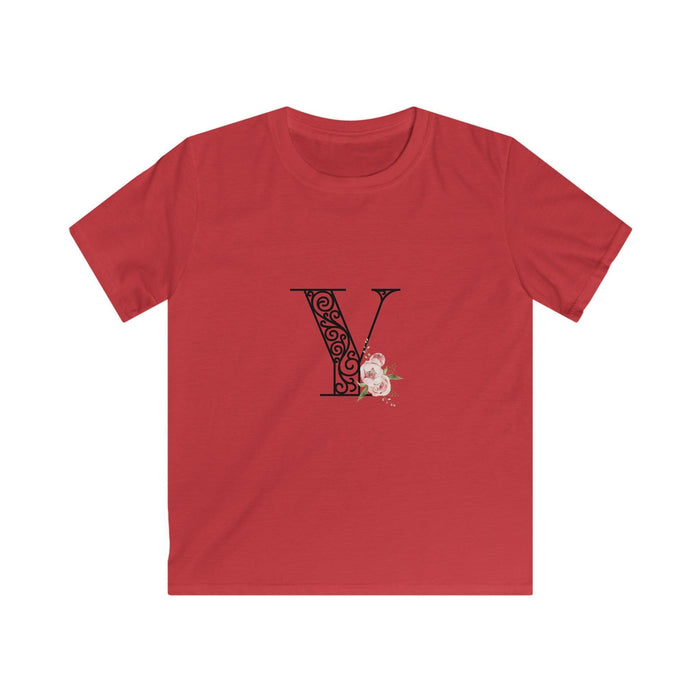 Floral Letters: Letter Y - Kids Softstyle Tee - Whippie's