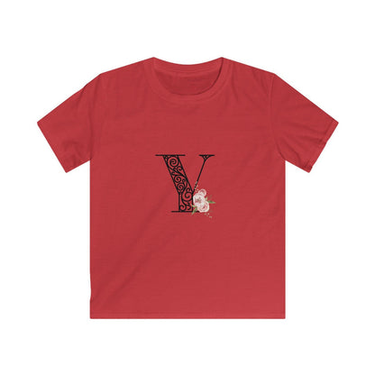 Floral Letters: Letter Y - Kids Softstyle Tee - Whippie's