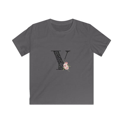 Floral Letters: Letter Y - Kids Softstyle Tee - Whippie's