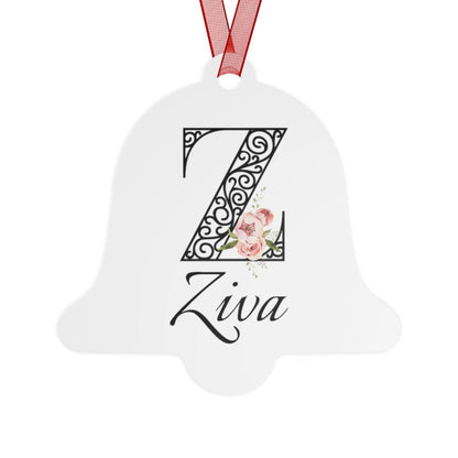 Floral Letters: Letter Z - Peony Metal Christmas Ornament - Personalizable - Whippie's