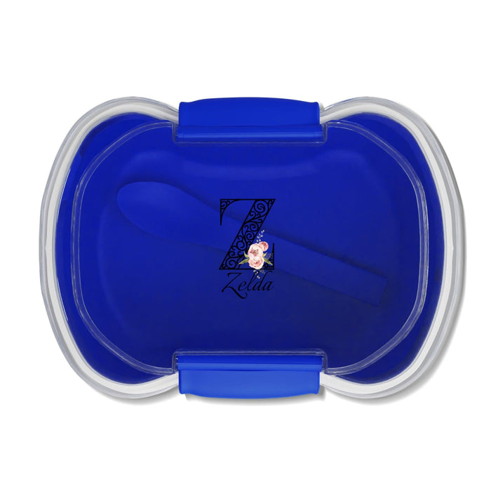 Floral Letters: Letter Z - Peony Two-Tier Bento Box - Personalizable - Whippie's