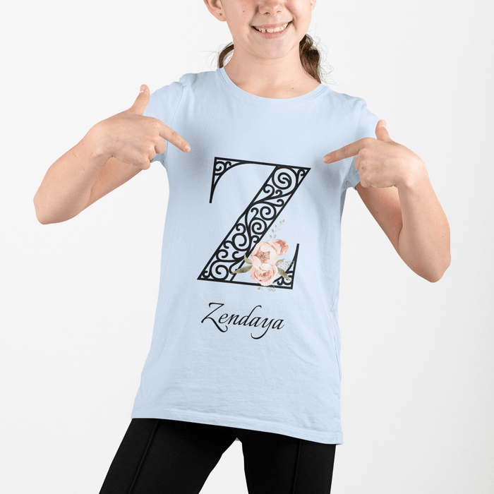 Floral Letters: Letter Z - Peony Youth Tee - Personalizable - Whippie's