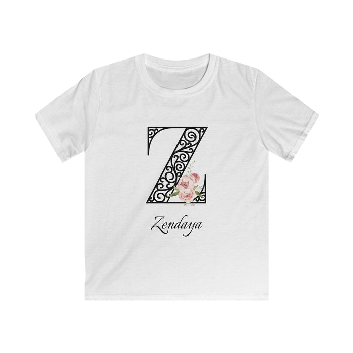 Floral Letters: Letter Z - Peony Youth Tee - Personalizable - Whippie's