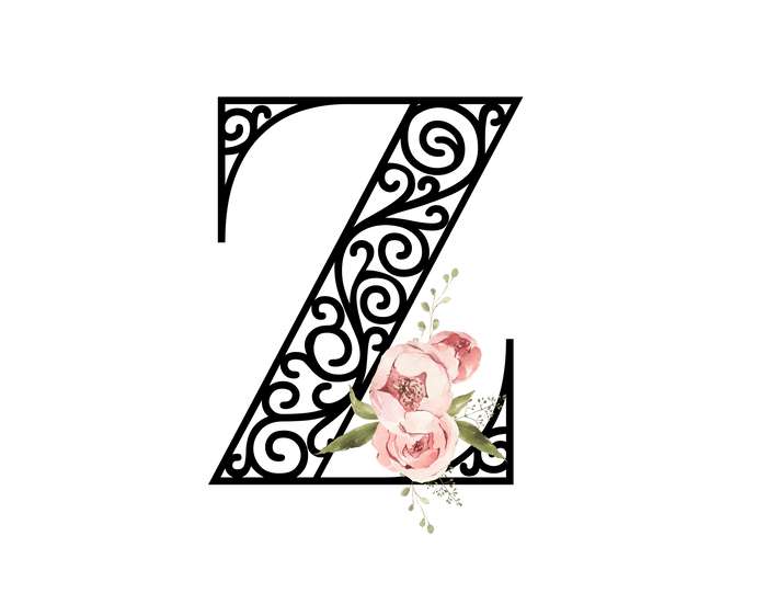 Floral Letters: Letter Z - Peony Youth Tee - Personalizable - Whippie's