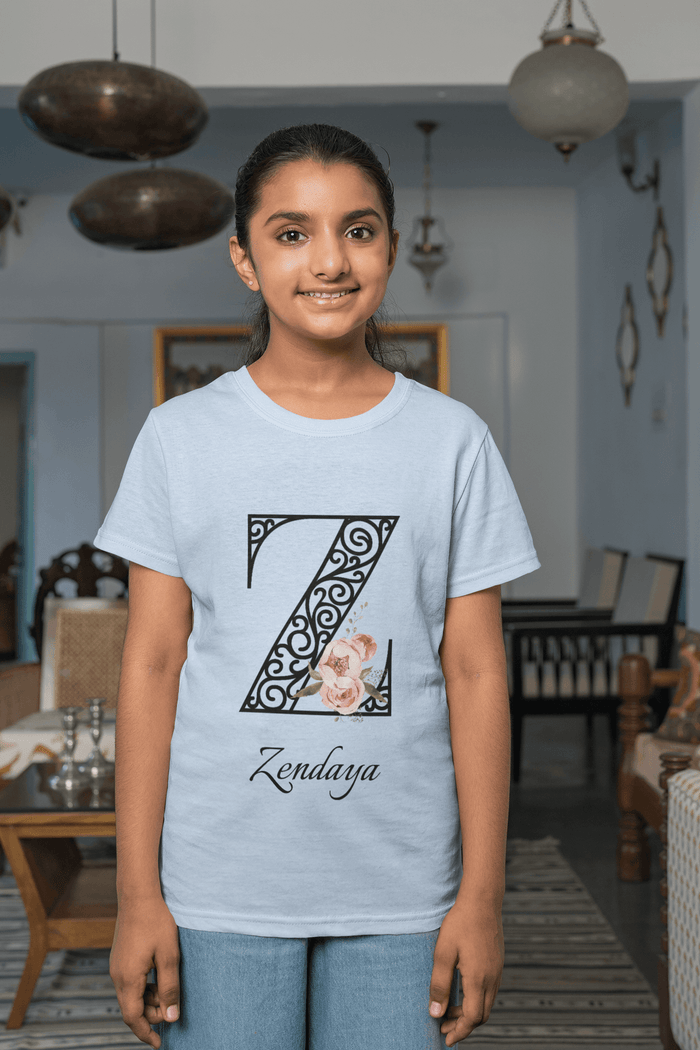 Floral Letters: Letter Z - Peony Youth Tee - Personalizable - Whippie's
