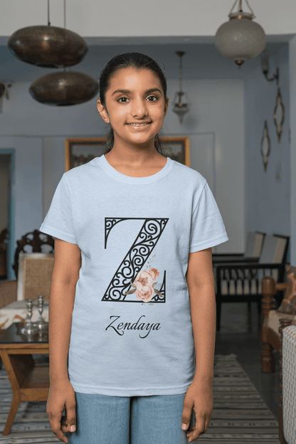 Floral Letters: Letter Z - Peony Youth Tee - Personalizable - Whippie's