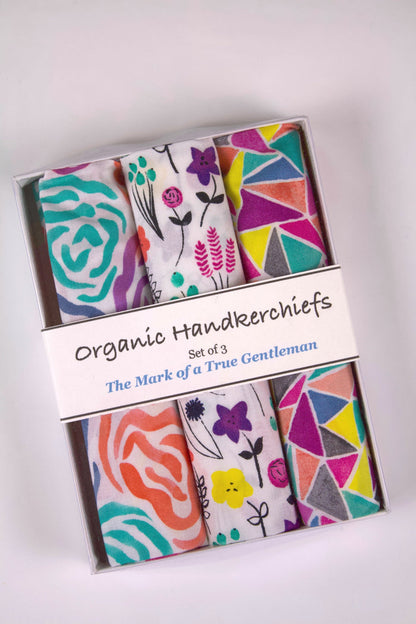 Flowers and Facets Organic Handkerchief Set-The Blue Peony-Cotton,Handkerchief