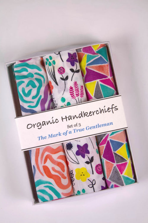 Flowers and Facets Organic Handkerchief Set-The Blue Peony-Cotton,Handkerchief