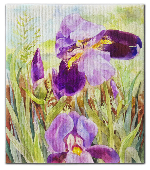 Flowers Irises Swedish Dishcloth - CJ Bella Co.