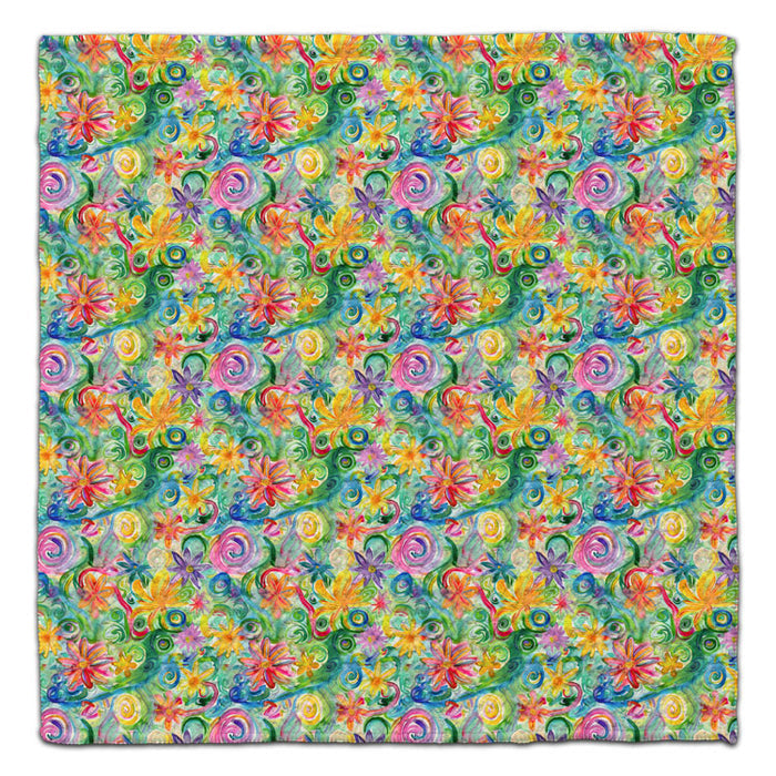 Flowers Swirl Green Waffle Weave Washcloth - CJ Bella Co.