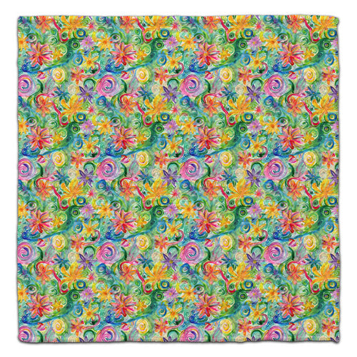 Flowers Swirl Green Waffle Weave Washcloth - CJ Bella Co.