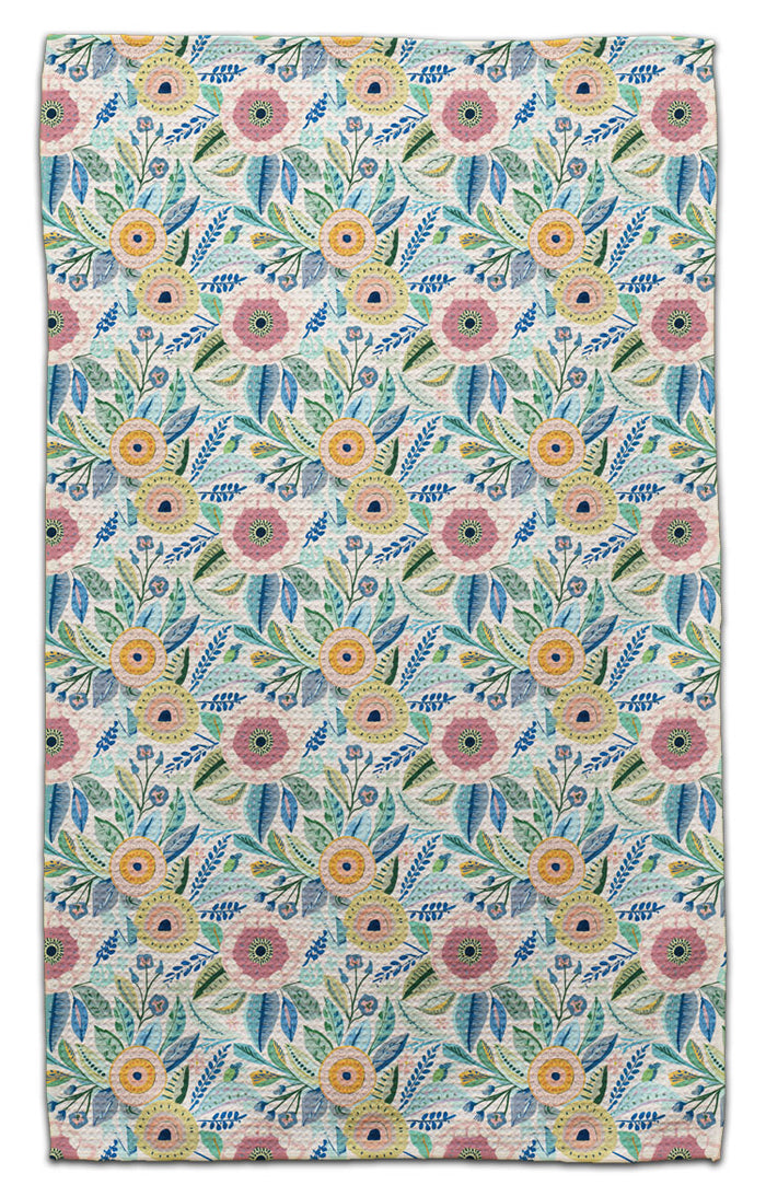 Folk Art Floral Waffle Weave Towel - CJ Bella Co.