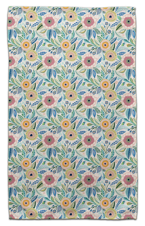 Folk Art Floral Waffle Weave Towel - CJ Bella Co.