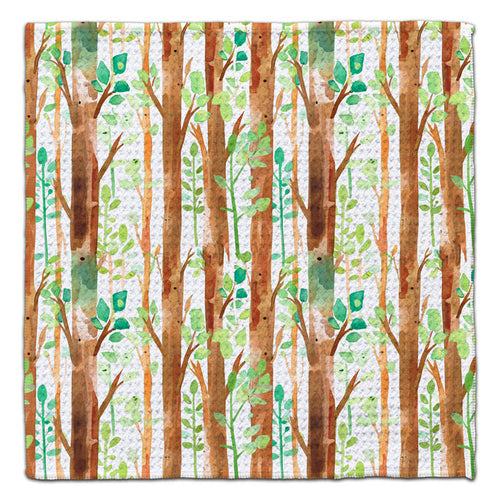 Forest Trees Lt. Brown Waffle Weave Washcloth