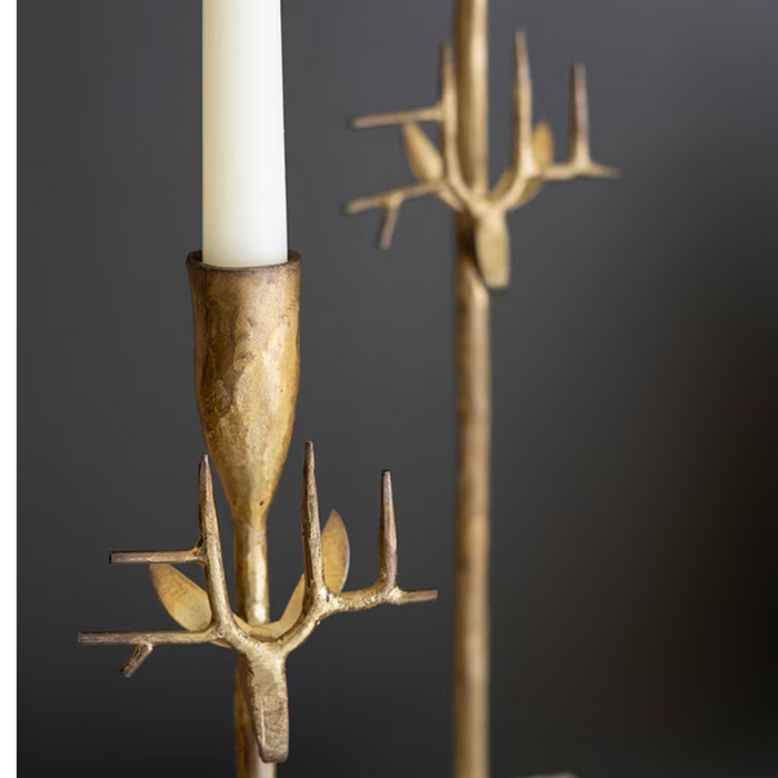 Forged Iron antique Gold Deer Taper Holders
