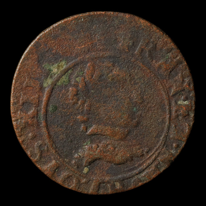 France, King Louis XIII, AE (Copper) Double Tournois - 1621 CE - France