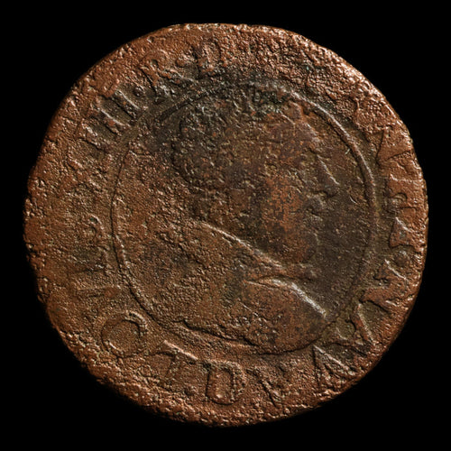 France, King Louis XIII, AE (Copper) Double Tournois - 1628 CE - France