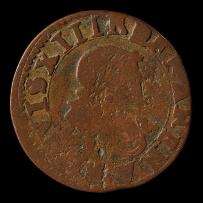 France, King Louis XIII, AE (Copper) Double Tournois - 1630 to 1639 CE - France