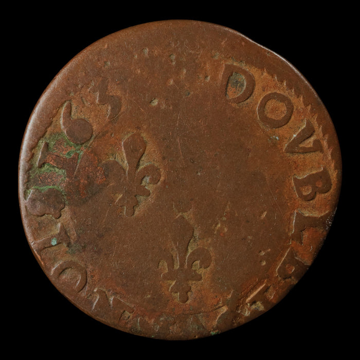 France, King Louis XIII, AE (Copper) Double Tournois - 1630 to 1639 CE - France