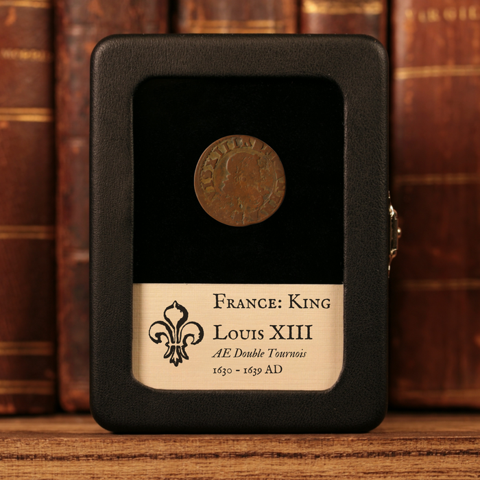 France, King Louis XIII, AE (Copper) Double Tournois - 1630 to 1639 CE - France