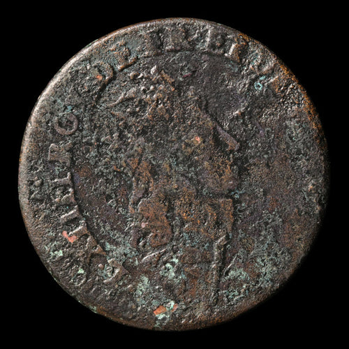 France, King Louis XIV, AE (Copper) 1 Liard - 1655 to 1658 CE - France