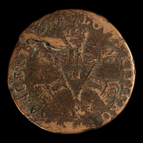 France, King Louis XIV, AE (Copper) 6 Deniers - 1711 CE - France