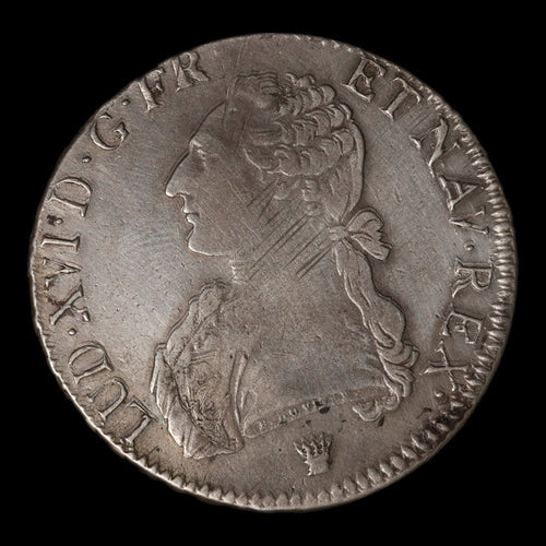 France, King Louis XVI, AR (Silver) 1 Ecu - 1790 CE - French Revolution Era