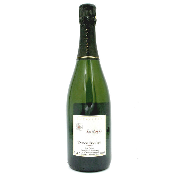Francis Boulard Brut Nature champagne bottle, dark green with branded label