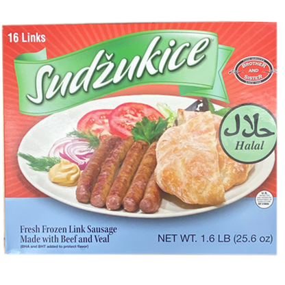 Frozen Sausage Links HALAL / Sudzukice Halal 1.6lbs Box (Brother And Sister) - MezeHub
