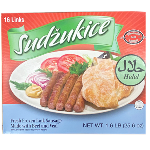Frozen Sausage Links HALAL / Sudzukice Halal 1.6lbs Box (Brother And Sister) - MezeHub