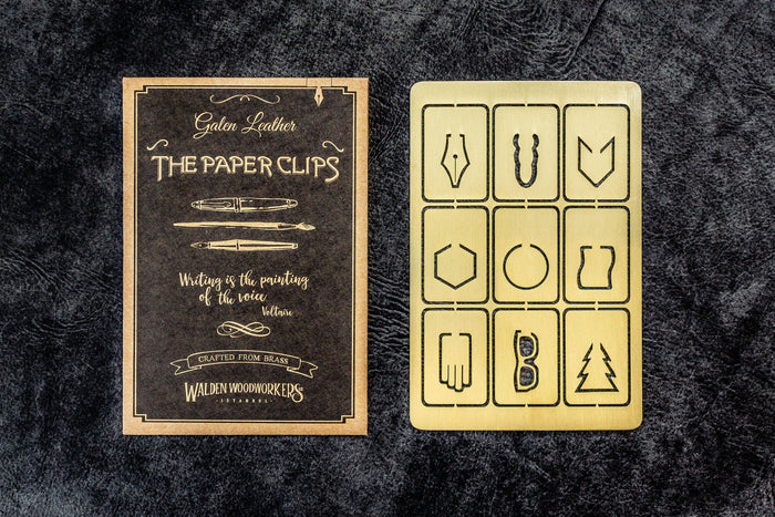 Galen Leather Brass Paper Clip Set