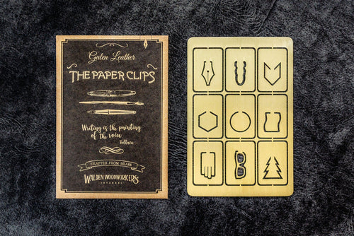 Galen Leather Brass Paper Clip Set