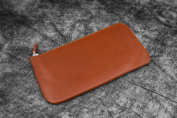 Galen Leather Slip-N-Zip Zippered Pen Pouch
