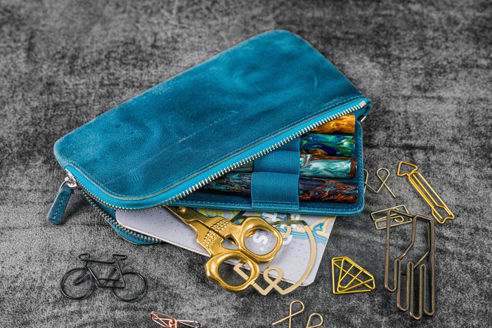 Galen Leather Slip-N-Zip Zippered Pen Pouch