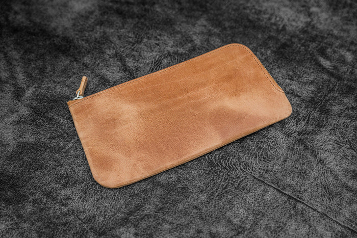 Galen Leather Slip-N-Zip Zippered Pen Pouch